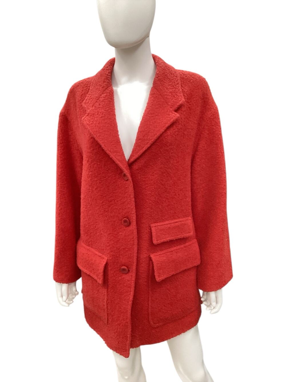VTG Oscar De La Renta Coat Women’s Size 10 Wool Blend Pockets Button Closure Red